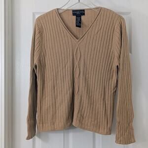 August Silk Ribbed Knit Sweater – Silk/Angora Blend – XL